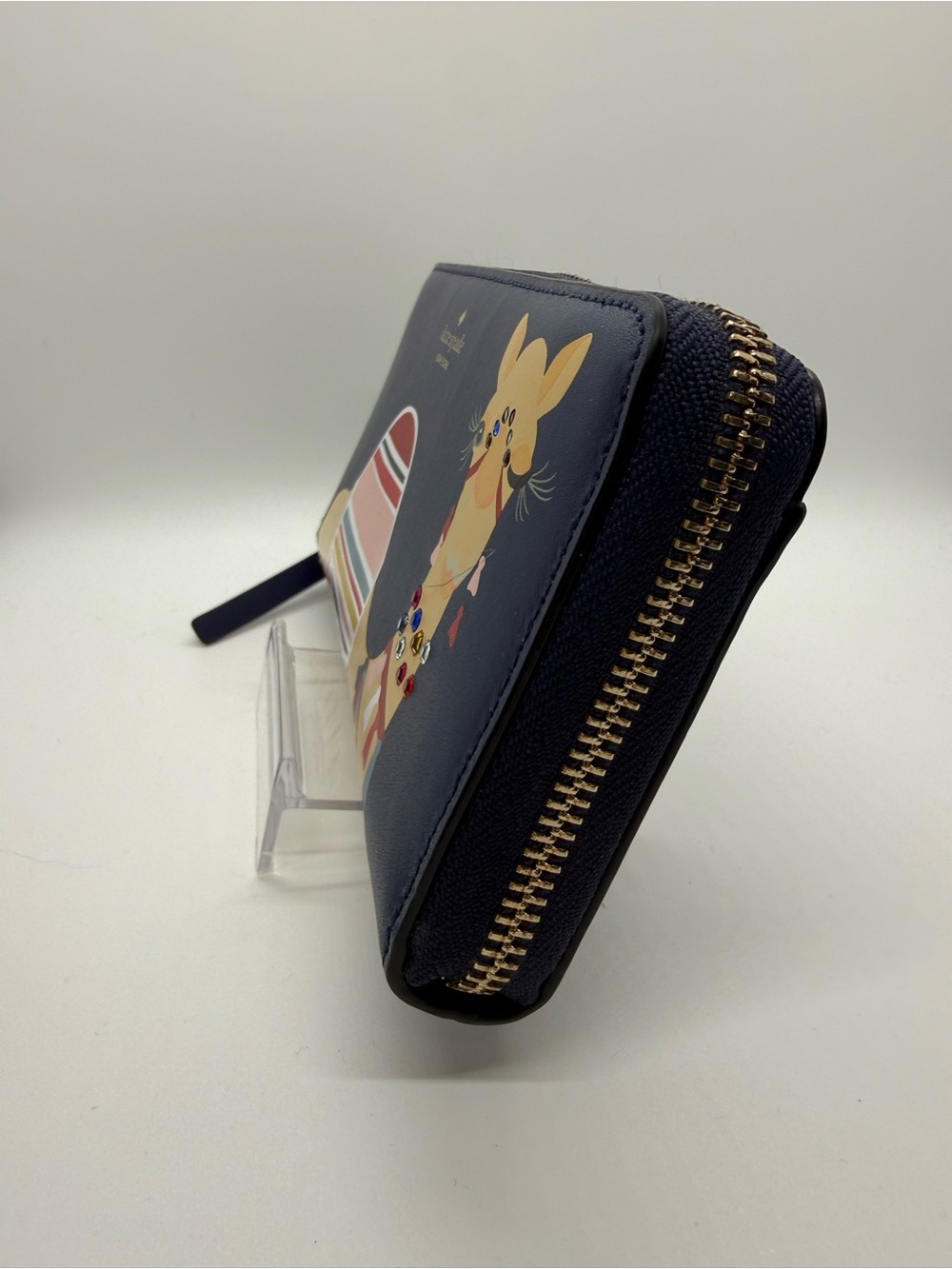Kate Spade Spice Things Up Camel Neda Navy Leather Zip Wallet - Picture 2 of 9